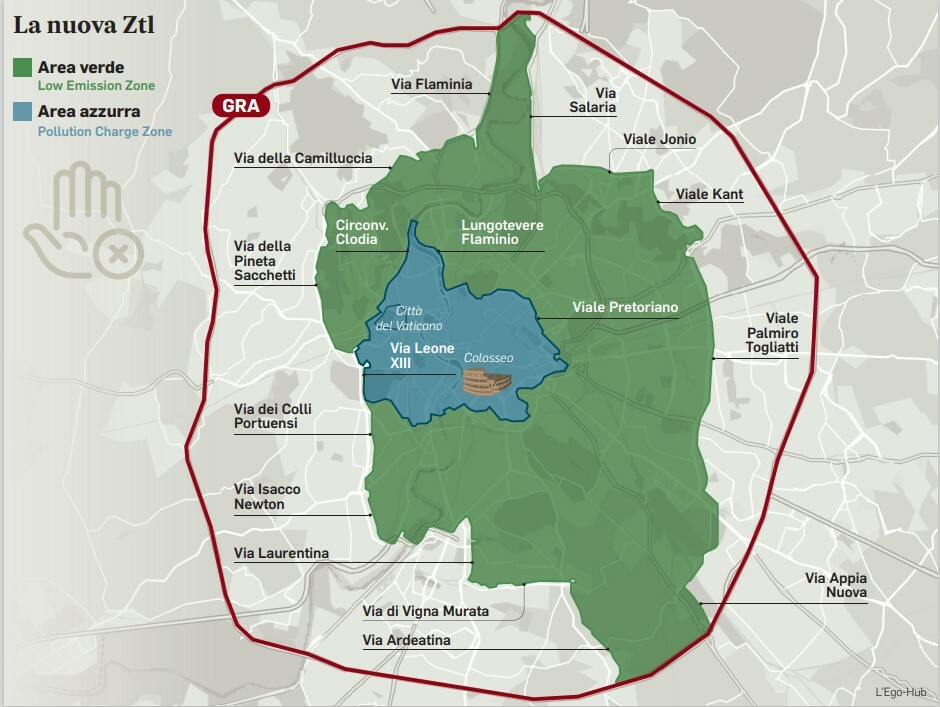 COMUNICAZIONE ORDINANZA N,38 DEL 27 MARZO 2024 NUOVA FASCIA VERDE ZTL ROMA